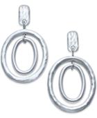 Charter Club Silver-tone Hammered Drop Hoop Earrings, Only At Macy's