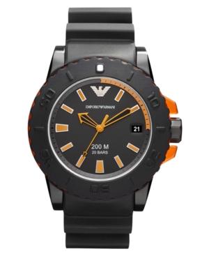 Emporio Armani Watch, Men's Black Rubber Strap 46mm Ar5969