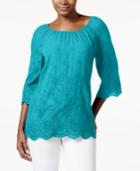 Jm Collection Crochet-detail Scoop-neck Top, Only At Macy's