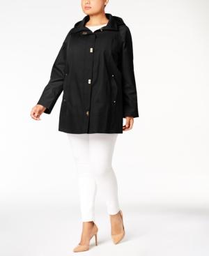 Jones New York Plus Size Hooded Turn-lock Raincoat