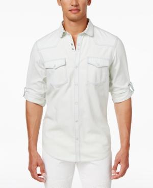 Inc International Concepts Men's Snap-front Roll-tab Denim Shirt, Created For Macy's