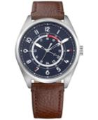 Tommy Hilfiger Men's Brown Leather Strap Watch 44mm 1791371