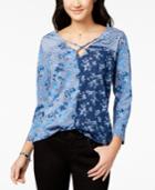 Lucky Brand Madeline Printed Crisscross Top