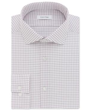 Calvin Klein Men's Steel Classic Fit Non-iron Pink Check Dress Shirt
