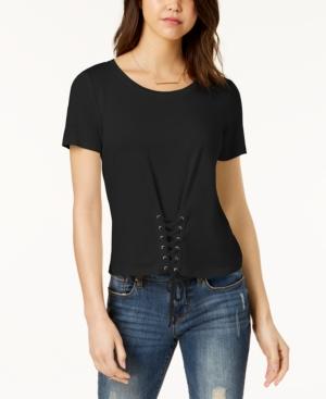 Hippie Rose Juniors' Lace-up T-shirt
