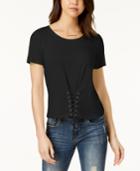 Hippie Rose Juniors' Lace-up T-shirt