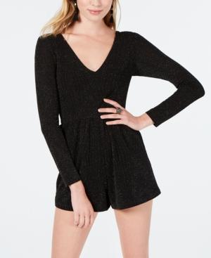 Trixxi Juniors' Long-sleeve Glitter Romper
