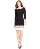 American Living Colorblocked Square-neck Dress
