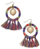 I.n.c. Gold-tone Ball & Tassel Wrapped Drop Hoop Earrings, Created For Macy's