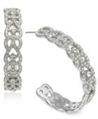 I.n.c. Silver-tone Crystal Open Hoop Earrings, Created For Macy's
