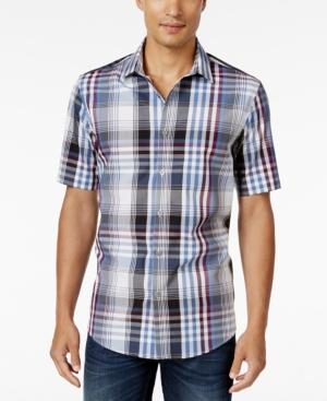 Alfani Men's Big And Tall Short-sleeve Plaid Shirt, Only At Macy's
