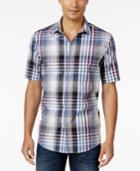 Alfani Men's Big And Tall Short-sleeve Plaid Shirt, Only At Macy's