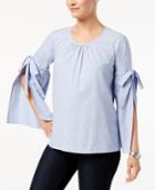 Style & Co Striped Bell-sleeve Top, Created For Macy's