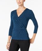 Charter Club Geo-print Faux-wrap Top, Only At Macy's