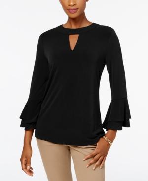 Charter Club Ruffled-sleeve Keyhole Top, Created For Macy's