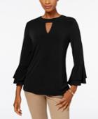 Charter Club Ruffled-sleeve Keyhole Top, Created For Macy's
