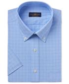 Club Room Men's Easy Care Blue Glenplaid Short-sleeve Dress Shirt, Created For Macy's