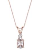 Morganite (1 Ct. T.w.) And Diamond Accent Oval Pendant Necklace In 14k Rose Gold