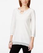 Jm Collection Studded Textured Keyhole Tunic, Only At Macy's