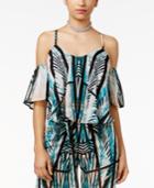 Material Girl Juniors' Printed Cold-shoulder Top, Only At Macy's