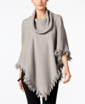 Alfani Faux-fur-trim Poncho Sweater, Only At Macy's