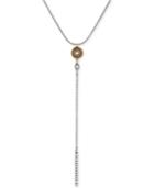 Lucky Brand Two-tone Imitation Pearl Lariat Necklace