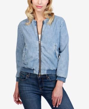 Lucky Brand Cotton Denim Bomber Jacket
