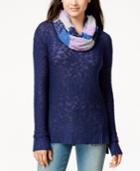 Oh! Mg Juniors' High-low Pullover Sweater With Infinity Scarf