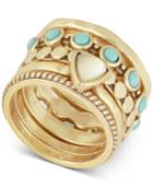 Lucky Brand Gold-tone Multi-layer Stone Stack-look Ring