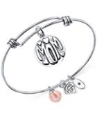 Unwritten Mom Charm And Cherry Quartz (8mm) Bangle Bracelet In Stainless Steel