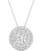 Diamond Halo Pendant Necklace (1 Ct. T.w.) In 14k White Gold, 16 + 2 Extender