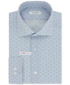 Calvin Klein Men's Steel Slim-fit Non-iron Performance Blue Ck Logo Print Dress Shirt