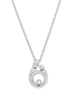 Diamond Accent Mother And Child Pendant Necklace In Sterling Silver