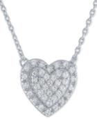 Diamond Pave Heart Pendant Necklace (1/5 Ct. T.w.) In Sterling Silver, 16 + 2 Extender