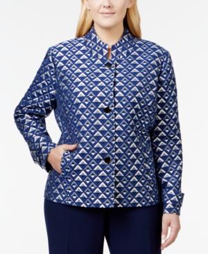 Kasper Plus Size Geo-print Jacquard Jacket