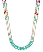 Inc International Concepts Gold-tone Multicolor Three-layer Beaded Statement Necklace, Only At Macy's