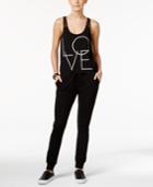 Material Girl Active Juniors' Sleeveless Graphic Jumpsuit, Only At Macy's