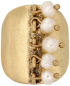 Lucky Brand Gold-tone Shaky Imitation Pearl Ring