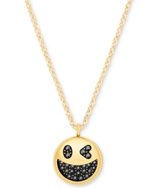 Swarovski Two-tone Black Crystal Emoji Pendant Necklace