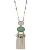 Lonna & Lilly Gold-tone Multi-stone, Bead & Chain Tassel Pendant Necklace, 32 + 3 Extender