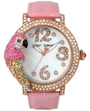 Betsey Johnson Women's Pink Pearlized Leather Strap Watch 44mm Bj00571-02
