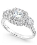 Triple Cluster Princess Engagement Ring (1-1/3 Ct. T.w.) In 14k White Gold