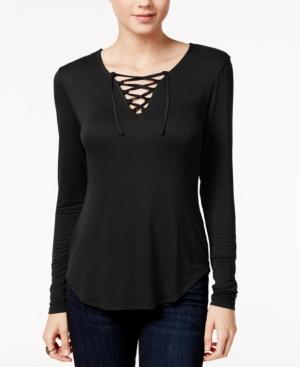 No Comment Juniors' Lace-up Top