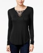 No Comment Juniors' Lace-up Top