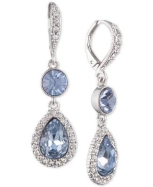 Givenchy Silver-tone Crystal & Stone Double Drop Earrings