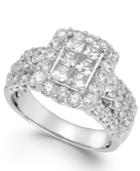 Diamond Halo Engagement Ring In 14k White Gold (2 Ct. T.w.)