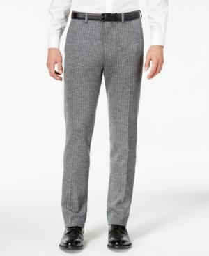 Bar Iii Men's Slim-fit Gray Stripe Knit Suit Pants, Created For Macy's