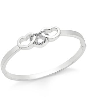 Charter Club Silver-tone Triple Heart Pave Hinged Bangle Bracelet, Only At Macy's