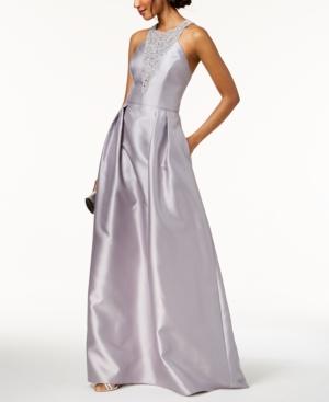 Adrianna Papell Beaded Mikado Satin Gown