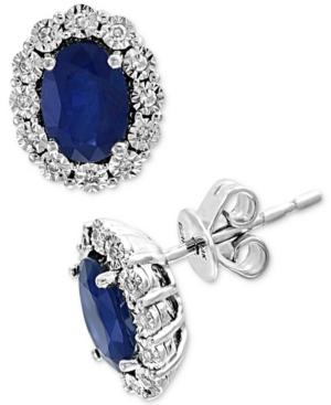 Effy Sapphire (1-9/10 Ct. T.w.) & Diamond (1/10 Ct. T.w.) Stud Earrings In 14k White Gold